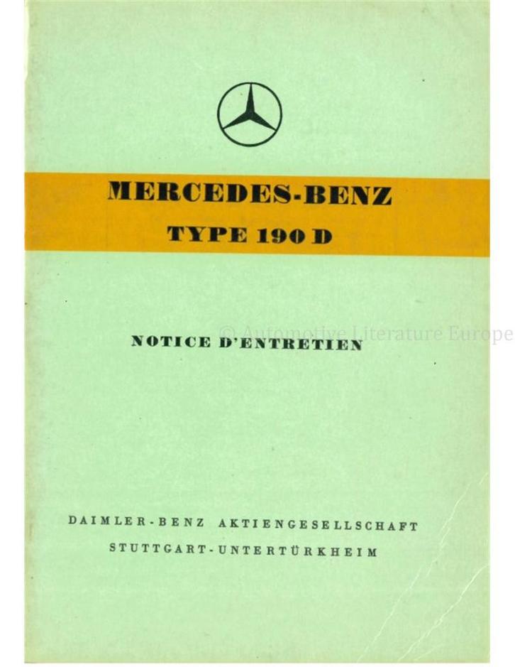 1958 MERCEDES BENZ 190 D INSTRUCTIEBOEKJE FRANS, Auto diversen, Handleidingen en Instructieboekjes