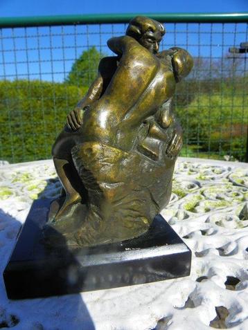 Figurine - le baisé - Bronze patiné, Antiek en Kunst