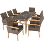 tectake Wicker tafel Foggia met 8 stoelen Rosarno - natuur, Tuin en Terras, Verzenden, Nieuw