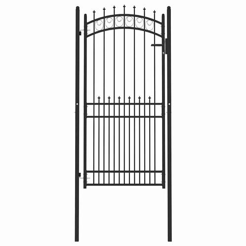 vidaXL Hekpoort met slot Zwart 100 x 200 cm Poedercoated, Tuin en Terras, Tuinpoorten, Nieuw, Verzenden