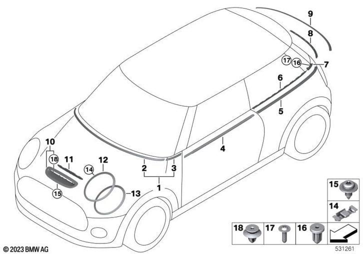 MINI Cooper F56 Sierlijst motorkap 5A3EA62 51135A3EA62, Auto-onderdelen, Carrosserie, Ophalen of Verzenden