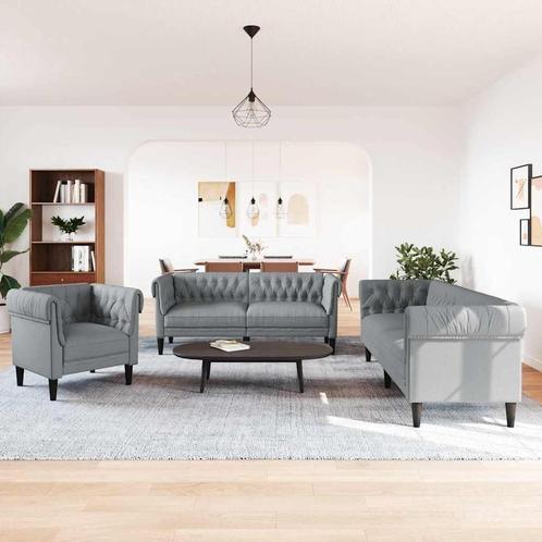 vidaXL Bankstel 3 pcs Lichtgrijs Stof, Huis en Inrichting, Zetels | Zetels, Nieuw, Verzenden