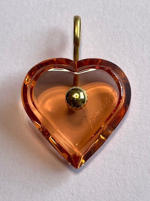Baccarat - Perzikkleurig hart - 18 Kilates (750) goud,, Antiek en Kunst, Antiek | Glaswerk en Kristal