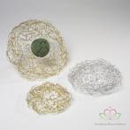 Oasis wire and pearl collar, parelweb champagne/goud, Nieuw