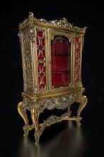 Vitrine - Venise - Bois doré - Gypse - Velours