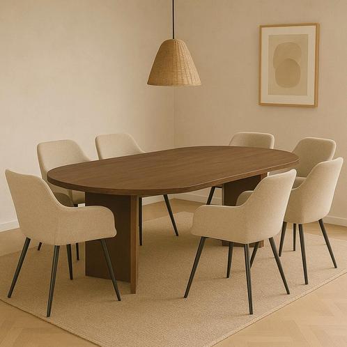 Mangohouten Eettafel Eilis 240x110 cm Walnoot, Huis en Inrichting, Tafels | Eettafels, Nieuw, Overige houtsoorten, Overige vormen