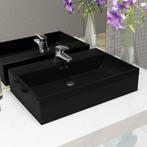 vidaXL Vasque avec trou de robinet en céramique Noir, Bricolage & Construction, Sanitaire, Neuf, Verzenden