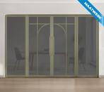 Dubbele stalen taatsdeur met glaspanelen Olijfgroen 5 Vlaks, Doe-het-zelf en Bouw, Nieuw, Metaal, Overige typen