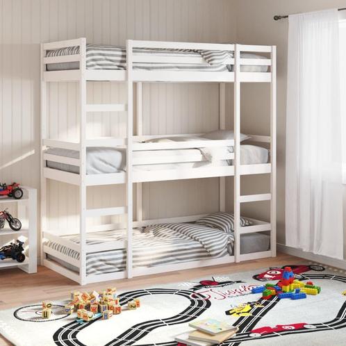 vidaXL Stapelbed 3-persoons massief grenenhout wit 90x190 cm, Huis en Inrichting, Slaapkamer | Bedden, Nieuw, Verzenden