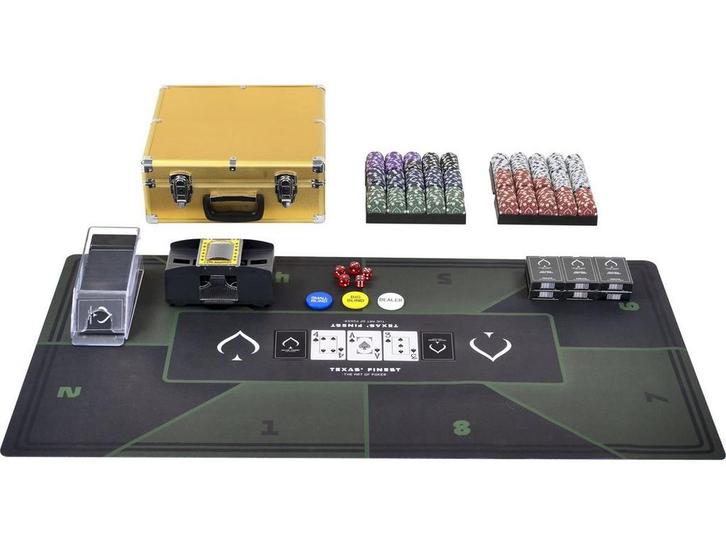 Texas Finest Golden Pokerset - 600 Chips - Inclusief, Huis en Inrichting, Woonaccessoires | Overige, Zo goed als nieuw, Verzenden