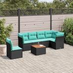 vidaXL 7-delige Loungeset met kussens poly rattan zwart, Verzenden, Loungeset