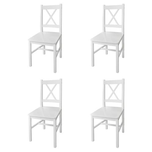 vidaXL Eetkamerstoelen 4 st grenenhout wit, Huis en Inrichting, Stoelen, Nieuw, Verzenden