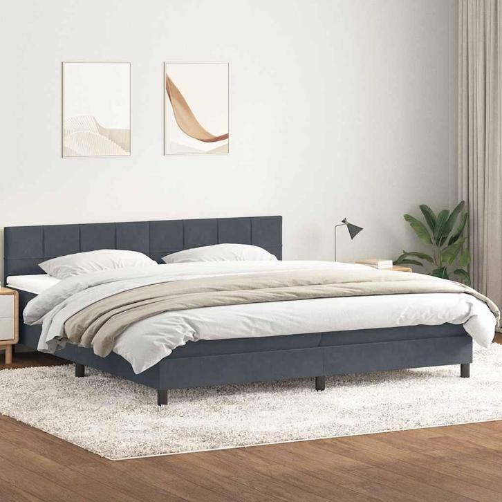 vidaXL Boxspring met matras fluweel donkergrijs 180x210 cm, Maison & Meubles, Chambre à coucher | Lits, Envoi