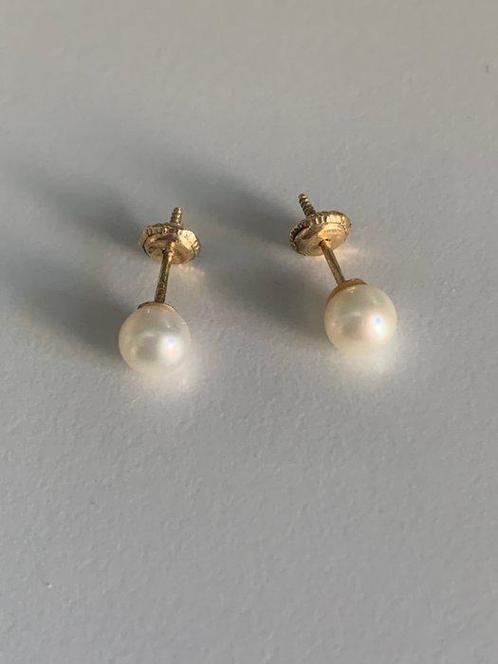 Zonder Minimumprijs - Oorbellen - 18 karaat Geel goud Parel, Handtassen en Accessoires, Oorbellen
