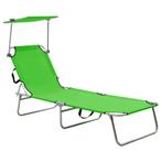 vidaXL Chaise longue pliable avec auvent vert aluminium, Verzenden