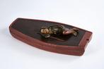 Boat-Shaped Suzuribako (Inkstone Box) with Man Figurine -