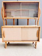 Credenza - Glas, Hout, Rattan, Textiel - Vintage tiki-stijl, Antiek en Kunst