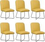Set van 6 Gele leren industriële design eetkamerstoelen -, Nieuw, Vijf, Zes of meer stoelen, Modern, Leer