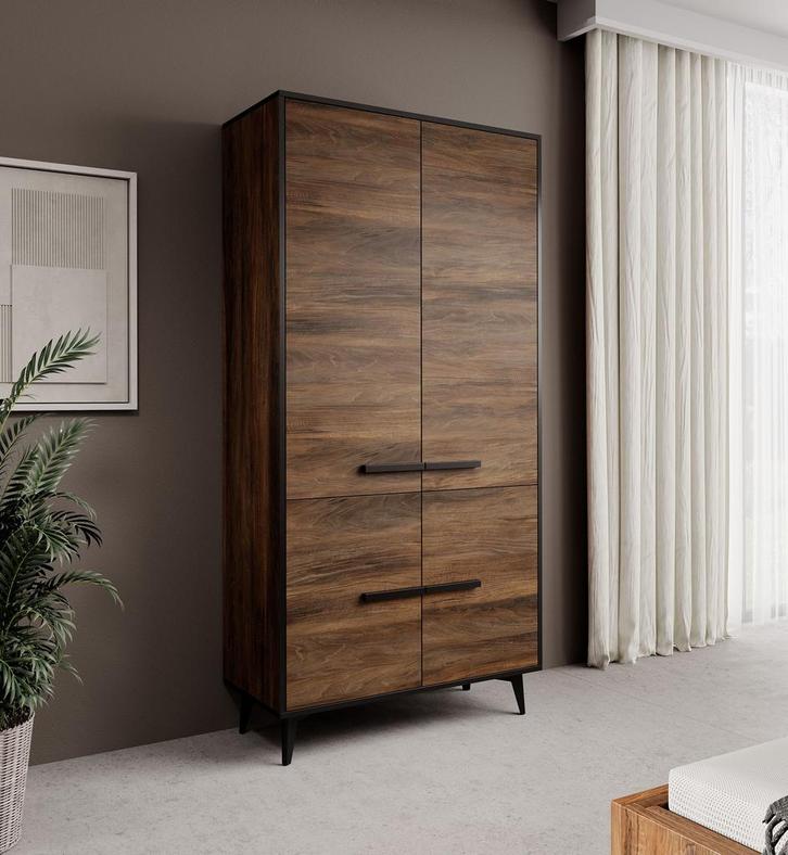 Kledingkast donker eiken 92x40x185 met klapdeuren, Huis en Inrichting, Kasten | Overige, Nieuw, Verzenden