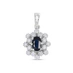 Hanger - 18 karaat Witgoud - 0.93ct. tw. Saffier - Diamant
