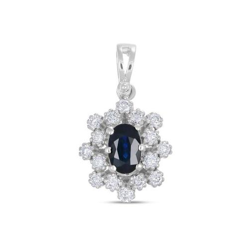 Hanger - 18 karaat Witgoud - 0.93ct. tw. Saffier - Diamant, Handtassen en Accessoires, Antieke sieraden