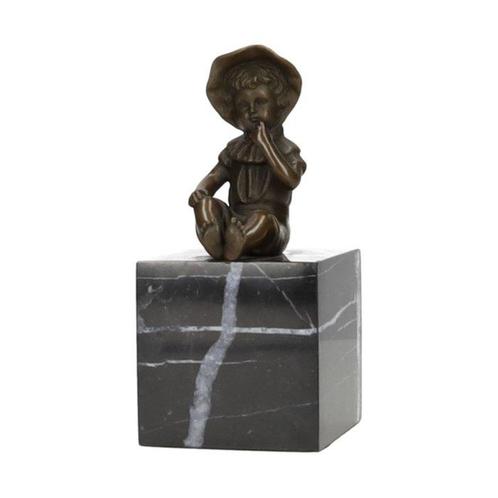 Figurine - Kleuter - Bronze, Marbre, Antiek en Kunst, Kunst | Designobjecten