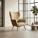 Leren fauteuil Flair Duo - Kenia Walnut en Toledo Kalahari, Ophalen of Verzenden