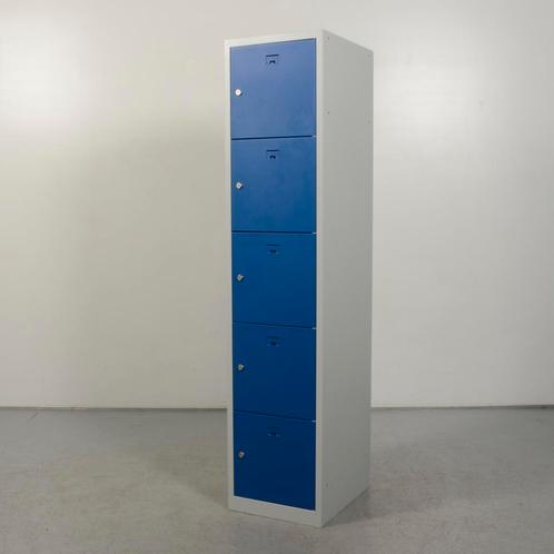 Lockerkast Officenow - Blauw / Grijs - 5 lockers, Huis en Inrichting, Kasten | Lockerkasten, Gebruikt, Ophalen of Verzenden