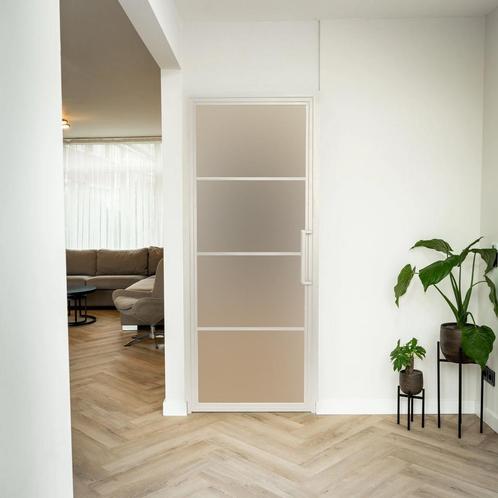 Stalen Binnendeur - Wit - 4 Vlaks - Mat glas, Doe-het-zelf en Bouw, Deuren en Vliegenramen, Nieuw, Metaal, Binnendeur, 200 tot 215 cm