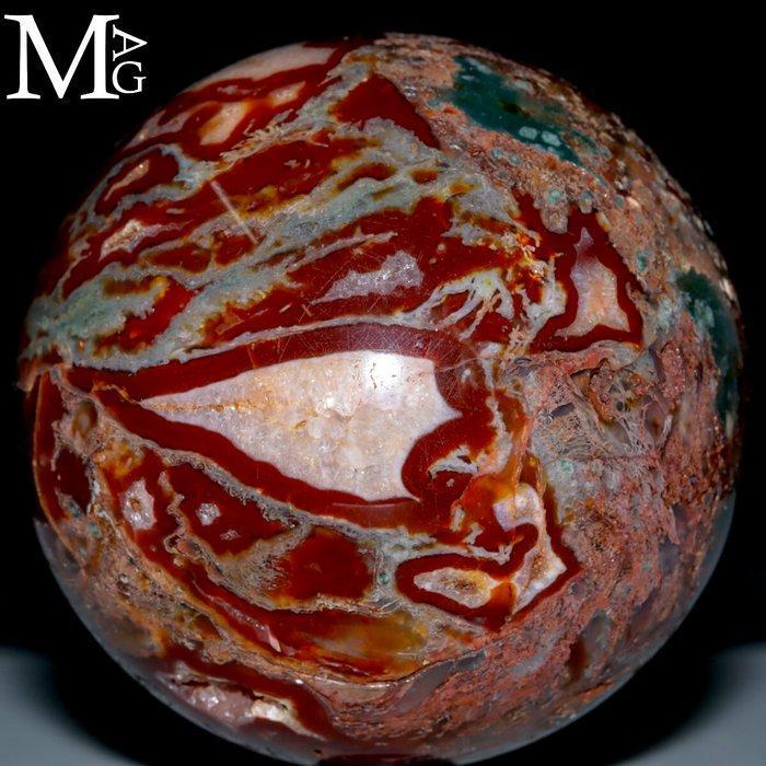 Rood en groen mosagaat bol – speciaal stuk - Hoogte: 98 mm -, Antiek en Kunst, Curiosa en Brocante