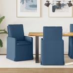 vidaXL Eetstoelen 2 pcs Blauw 57 x 67 x 98 cm Stof, Huis en Inrichting, Verzenden, Nieuw