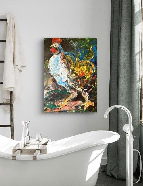 Knut-Peter Hoffmann - Rooster, Antiek en Kunst, Kunst | Schilderijen | Modern