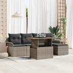 vidaXL 6-delige Tuin Eettafel Set met Kussens – Grijs Poly, Verzenden, Nieuw