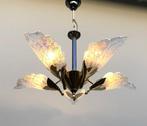 Lustre - Laiton, Verre - De grandes feuilles de verre qui, Huis en Inrichting, Nieuw