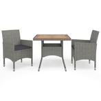 vidaXL 3-delige Tuinset poly rattan en acaciahout grijs, Tuin en Terras, Tuinsets en Loungesets, Verzenden, Nieuw, Tuinset