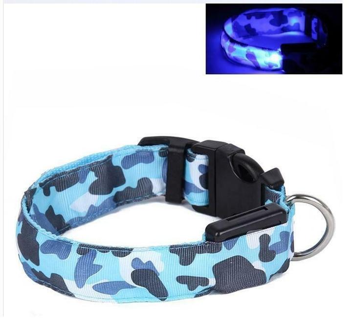 LED Halsband Camo BLAUW, Dieren en Toebehoren, Honden-accessoires, Verzenden