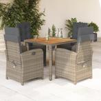 vidaXL 5-delige Tuinset met kussens poly rattan grijs, Tuin en Terras, Verzenden, Nieuw, Tuinset