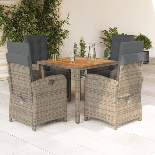 vidaXL 5-delige Tuinset met kussens poly rattan grijs, Tuin en Terras, Tuinsets en Loungesets, Tuinset, Nieuw, Verzenden