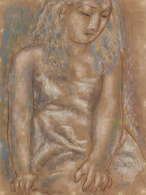 Leo Gestel (1881-1941) - Zittend meisje, Antiek en Kunst, Kunst | Schilderijen | Klassiek