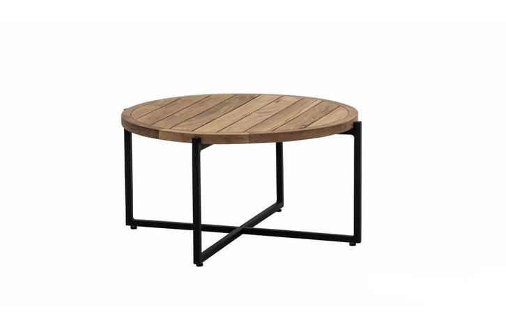 Apple Bee Condor loungetafel Black met rond teak blad Ø 74, Tuin en Terras, Tuinsets en Loungesets