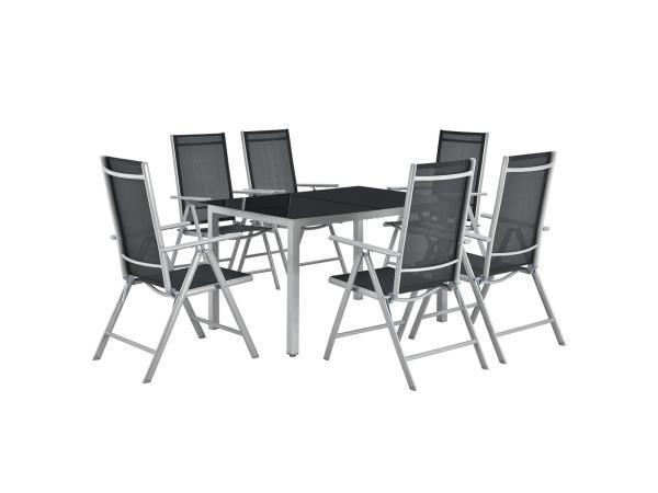 Veiling - Aluminium tuinset - Milano - 7-delig - Zilver / gr, Tuin en Terras, Tuinsets en Loungesets