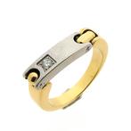 18 Krt. Bicolor gouden ring met diamant; 0,06 ct. | Pequi..., Handtassen en Accessoires, Ringen, Gebruikt, Overige kleuren, Ophalen of Verzenden