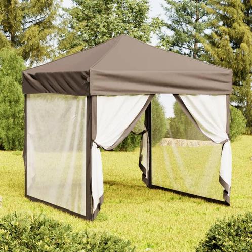 vidaXL Partytent inklapbaar met zijwanden 2x2 m taupe, Tuin en Terras, Partytenten, Nieuw, Verzenden