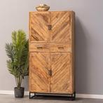 Mangohouten Kast Sabia 100 4 Deuren 2 Lades, Huis en Inrichting, Kasten | Overige, Verzenden, Nieuw