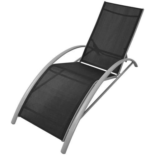 vidaXL Ligbed aluminium zwart, Tuin en Terras, Ligbedden, Nieuw, Verzenden