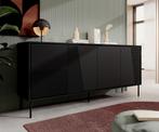 TM Dressoir gestreept Mat zwart  200 cm, Verzenden, Nieuw