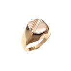 Bicolor gouden heren ring (zegelring, witgoud, herenring), Handtassen en Accessoires, Ringen, Gebruikt, Overige kleuren, 20 of groter