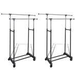 vidaXL Porte-manteaux réglables 2 pcs 2 rails, Maison & Meubles, Verzenden, Neuf