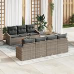 vidaXL 8-delige tuinsofaset met kussens in grijs poly rattan, Tuin en Terras, Verzenden, Nieuw