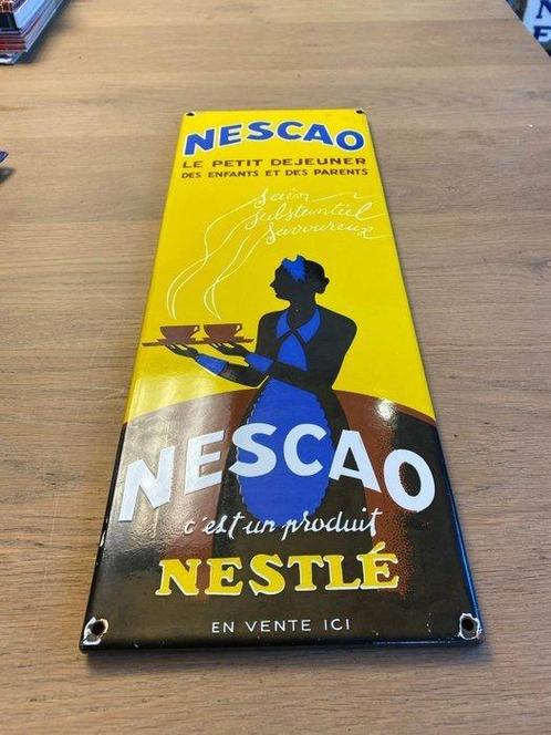 Plaque émaillée chocolat NESCAO french enamel signenamel -, Antiek en Kunst, Antiek | Wandborden en Tegels
